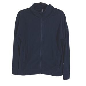 Mondetta Women's Black Cozy Full Zip Athletic Lightweight Sporty Jacket Medium